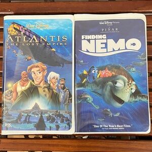 Disney Atlantis and Finding Nemo VHS Covers - Blue and White